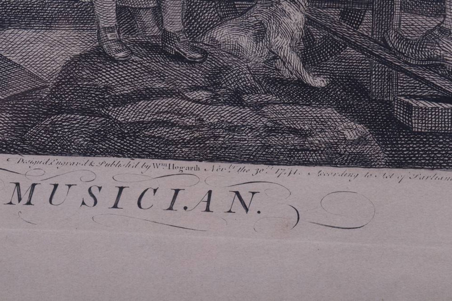 William Hogarth (1697 in London - 1764 ebda.)"The Engaged Musician.", 1741, Stahlstich, ca. 35, - Bild 3 aus 3