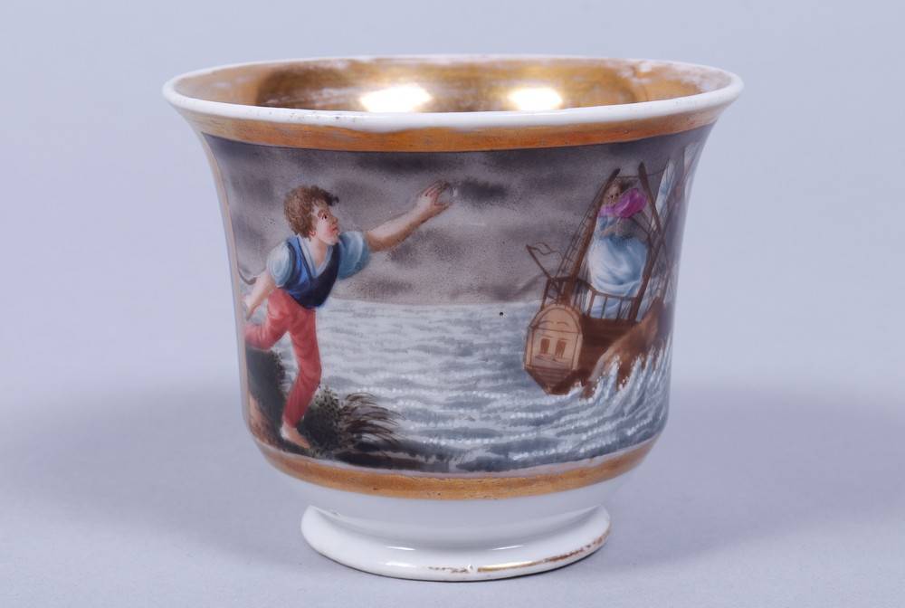 Ansichten-Tasse mit Untertasse, Gebr. Nowy, Russland, 1818-1840 auf rundem Stand, konisch - Image 3 of 9