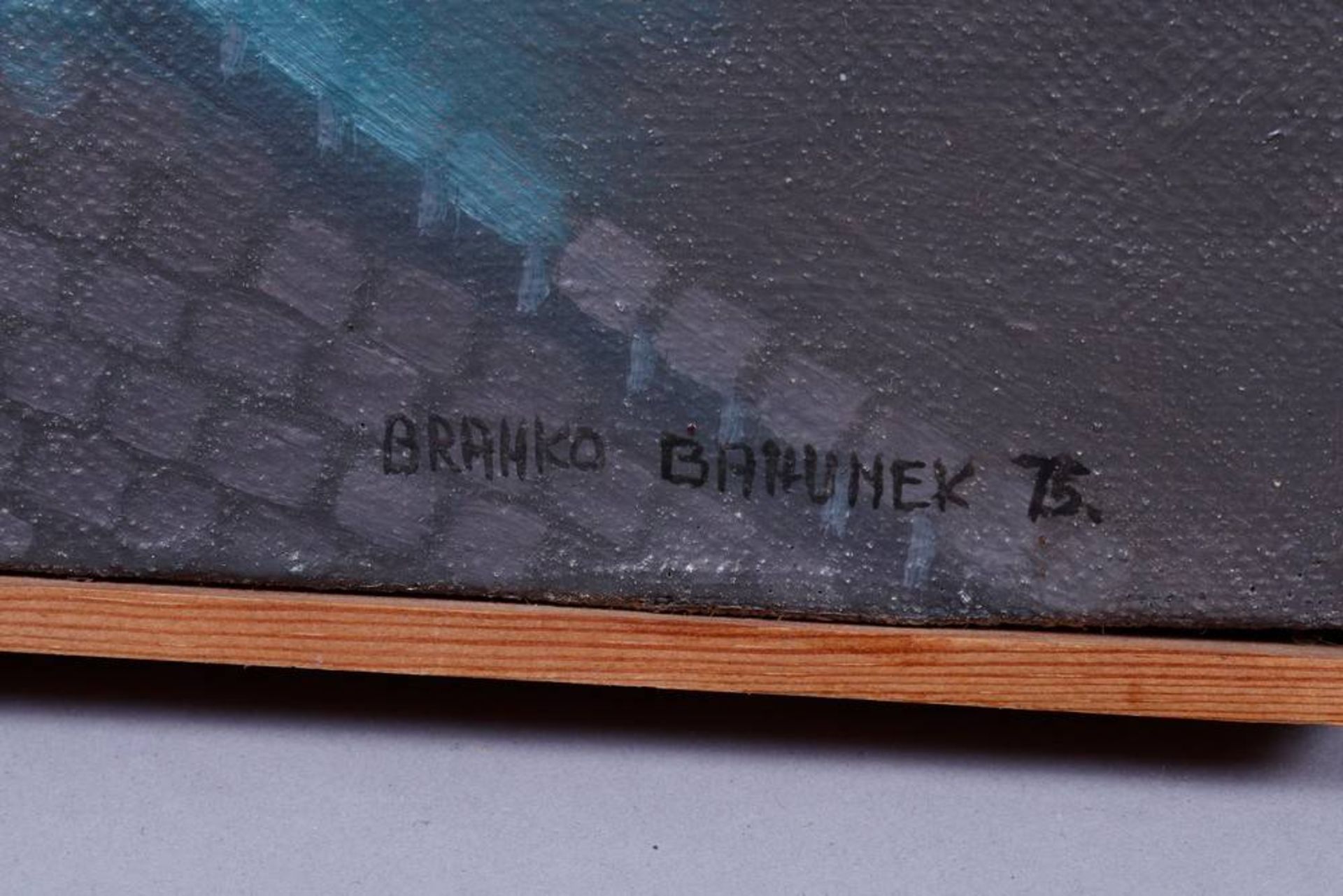 Branko Bahunek (1935 in Zagreb geb.) Paar Gemälde, Häuserzeilen mit Personen, 1975, Öl auf - Bild 2 aus 7