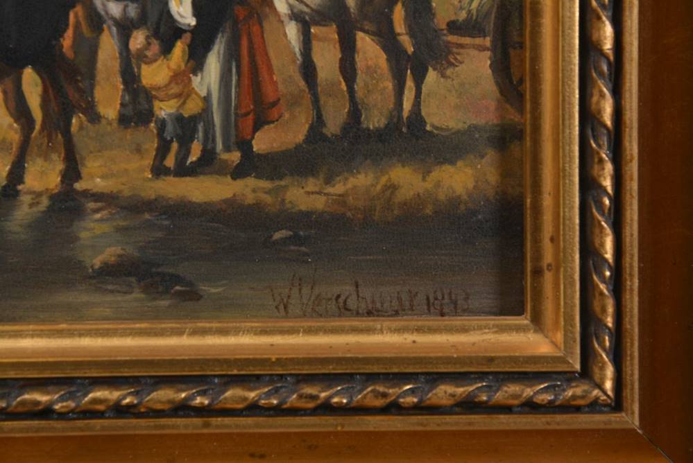 Wohl Wouterus Verschuur I. (1812 in Amsterdam - 1874 in Vorden, Niederlande) Heuernte bei einem - Image 3 of 5