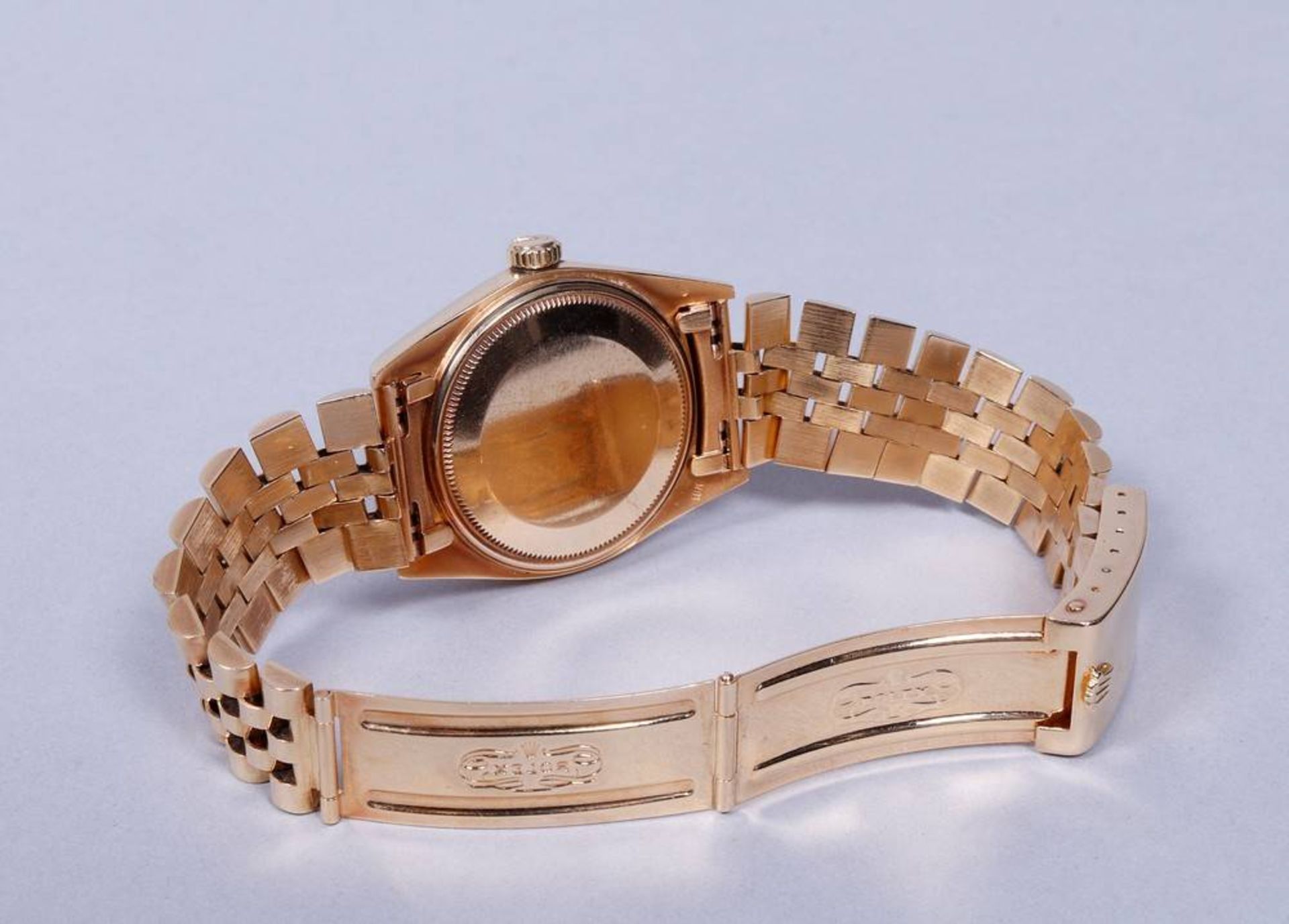 Armbanduhr, 750er GG, Rolex, um 1972, Modell "Day-Date" mit Sigma-Dial Ref.Nr. 1803, rundes - Bild 7 aus 8