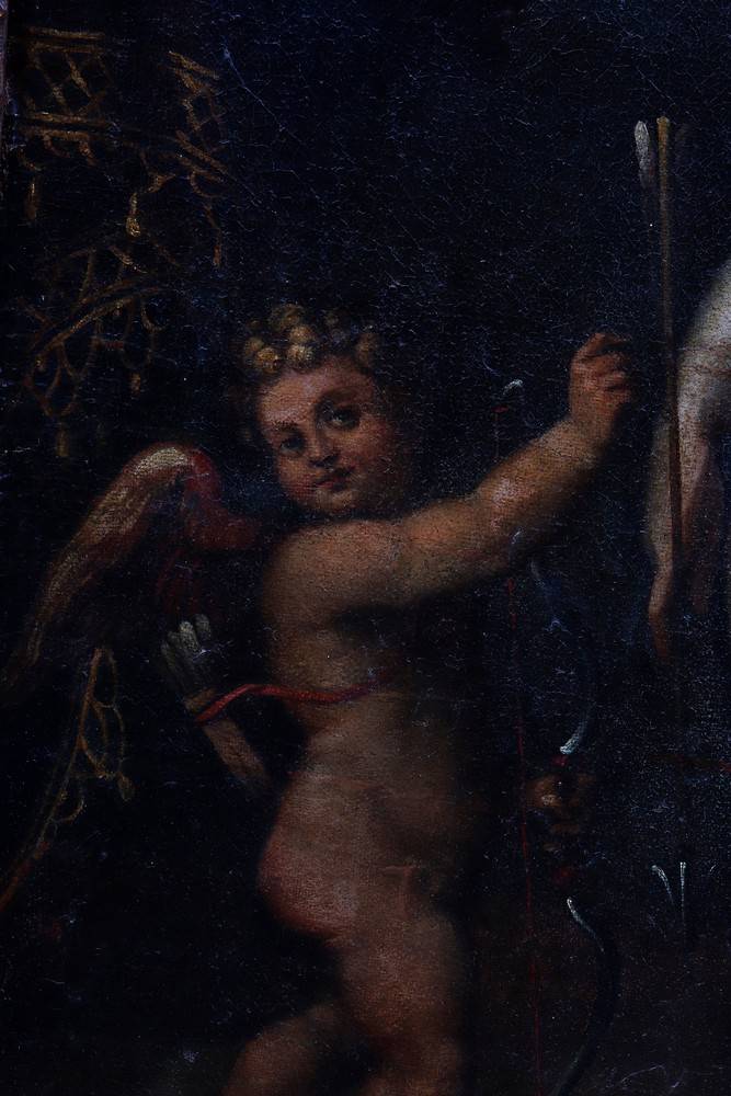 Venus und Amor Venus, sich auf einem Tisch aufstützend, nach unten blickend und einen Pfeil - Image 4 of 5