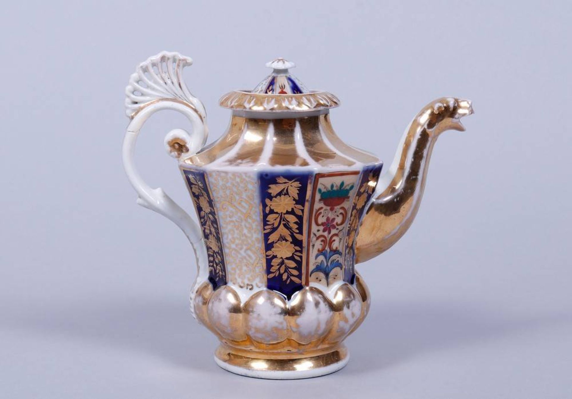 Kaffeekanne und Tasse, Safronow, Russland, um 1830/50 partiell godronierter, oberhalb facettierter - Bild 2 aus 13