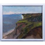 Blick über eine begrünte Steilküste Unbekannter Künstler, Öl auf Leinwand, u.l. unl. sign., ca.