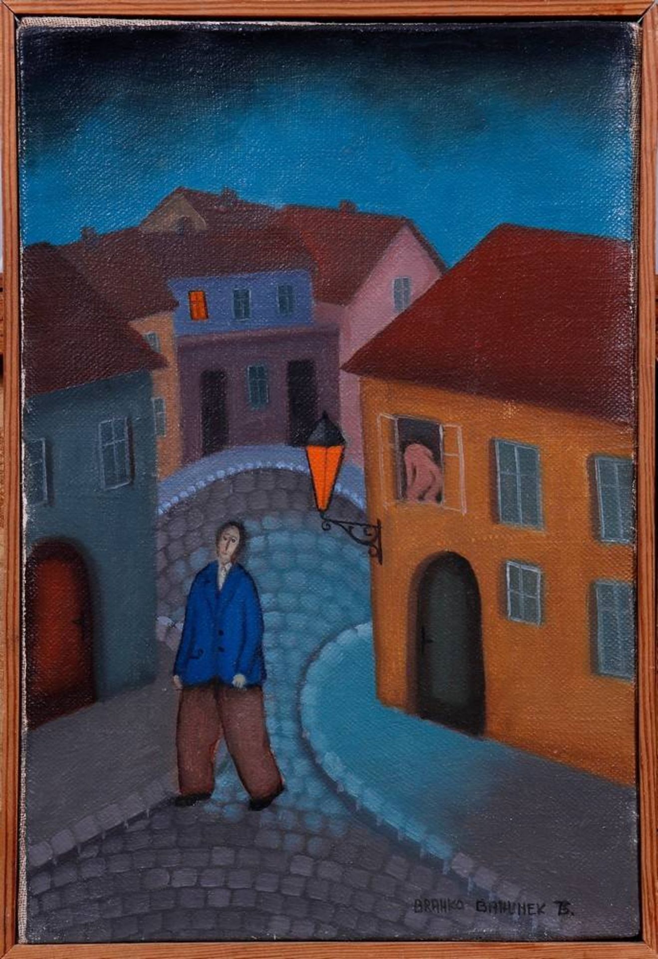 Branko Bahunek (1935 in Zagreb geb.) Paar Gemälde, Häuserzeilen mit Personen, 1975, Öl auf - Bild 6 aus 7