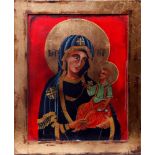 Ikone, Russland, 20.Jh., Maria mit dem Kind Reproduktion, Tempera/Gold/Holz, 35x28,5cm, recto