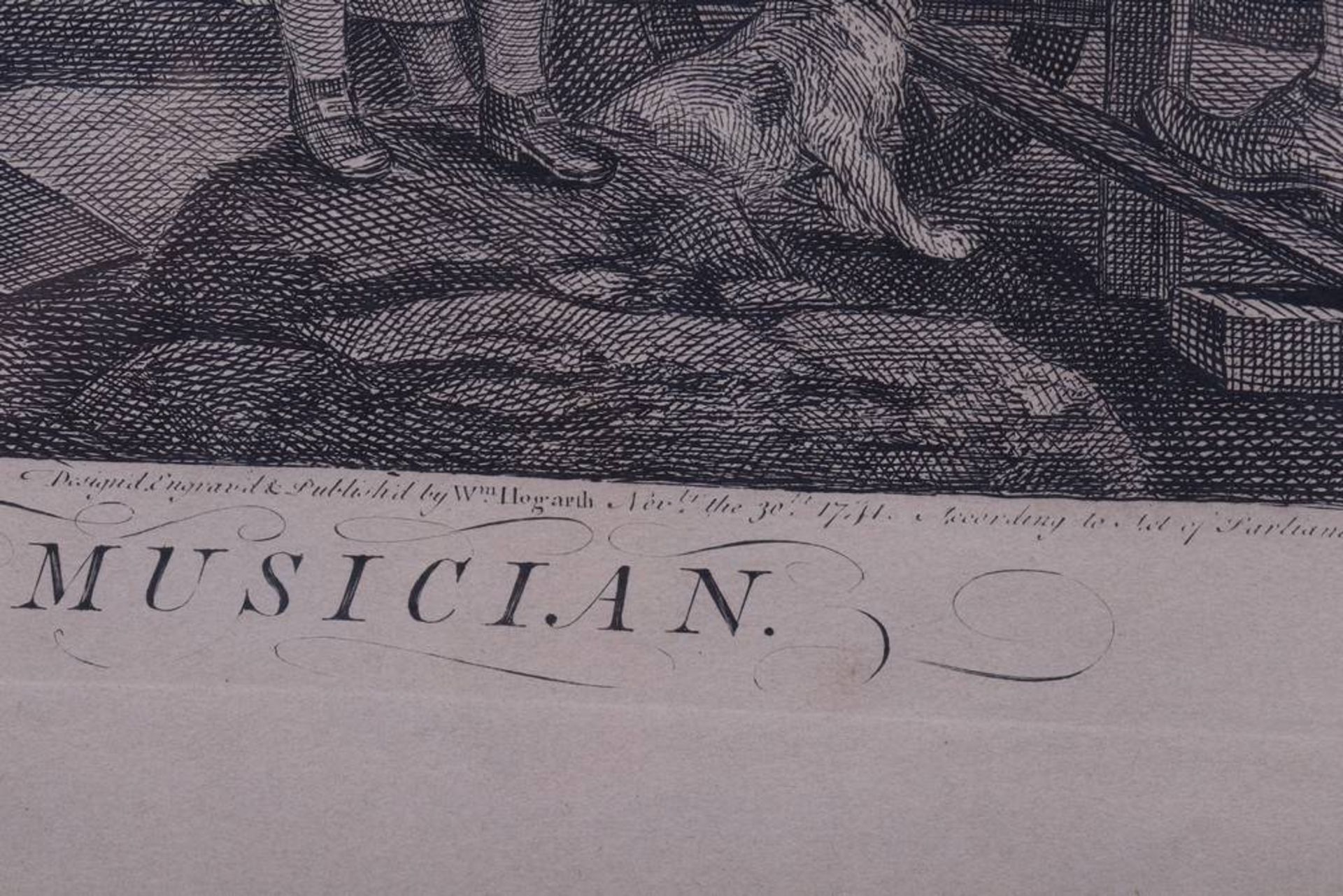 William Hogarth (1697 in London - 1764 ebda.) "The Engaged Musician.", 1741, Stahlstich, ca. 35, - Bild 3 aus 3