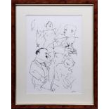 George Grosz (1893 in Berlin - 1959 ebenda) Mehrfigurige erotische Szene mit Grammophon,