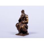 Moses, Messingbronze, anonym, Anfang 20.Jh. nach Michelangelo, ungemarkt, H 17,5cm, Altersspuren