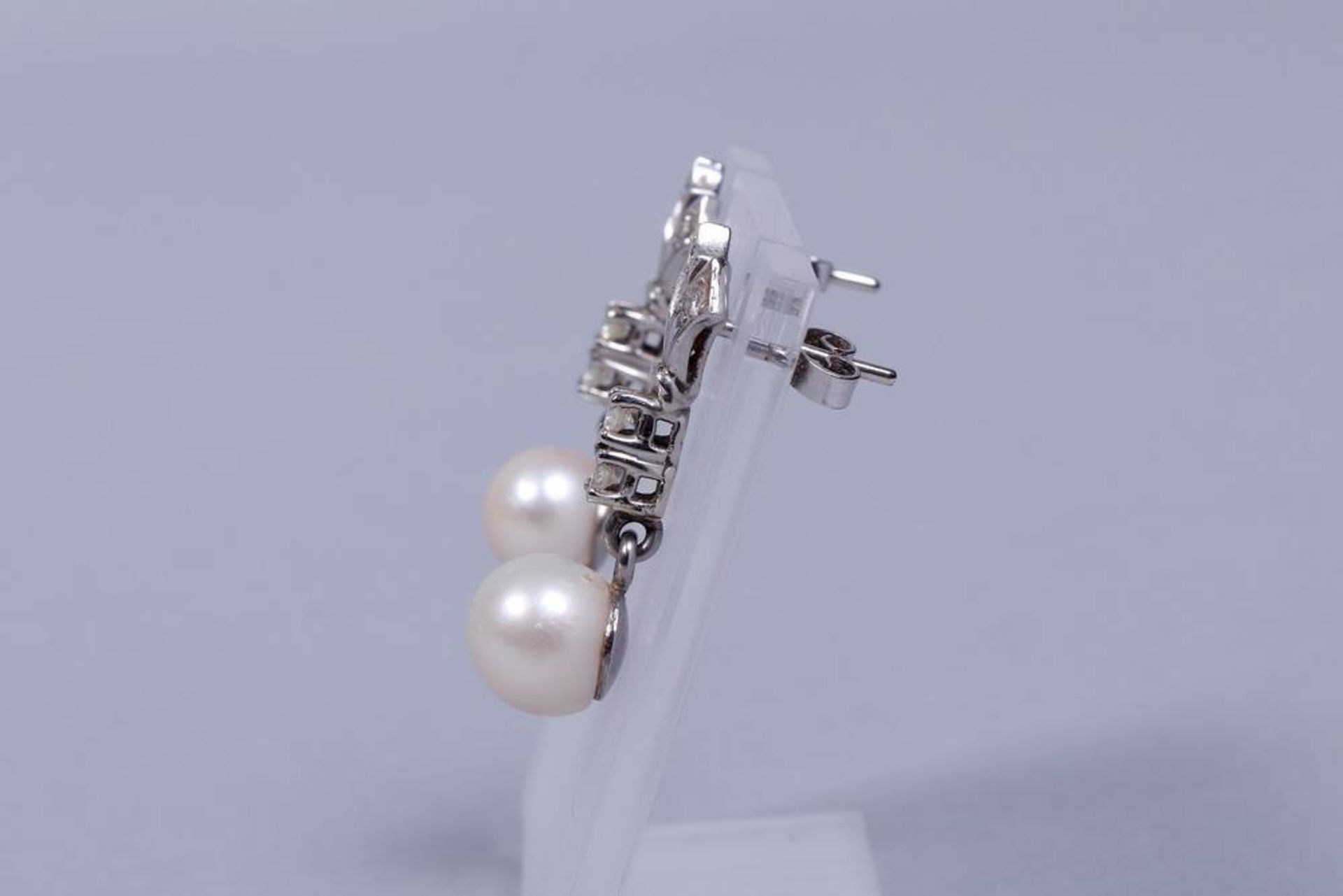 Ohrhänger mit Brillanten und Perlen, Art Deco - Image 2 of 2