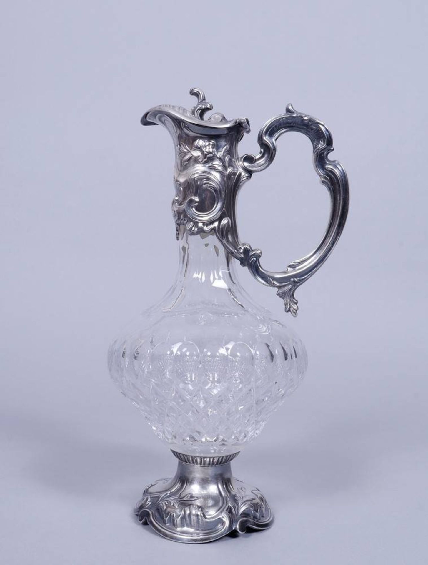 Historismus-Schenkkrug, 925er Silber/Glas, Topázio, Portugal, 20.Jh.