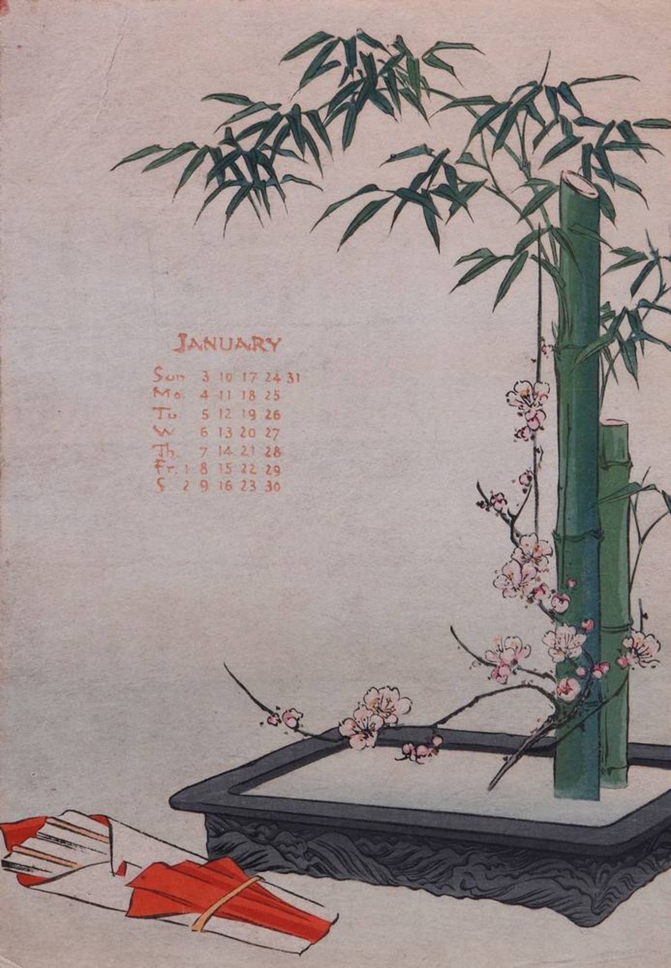 12 Kalenderblätter, Japan, wohl 1909
