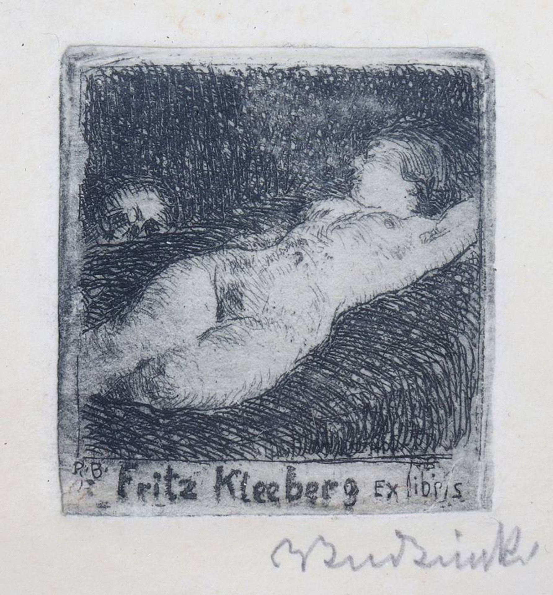 Ex libris-Radierung für Fritz Kleeberg - Bild 2 aus 2