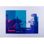 Industriedarstellung in Blau und Pink, 1976