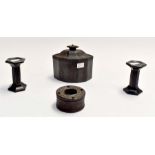 Black Jasper Ware caddy/tobacco pot, two stands and an ink well