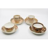 Collection of ten early to mid 19th Century Derby tea cups and saucers, Bridge Street and Nottingham