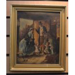 A Pair of oils on boards depicting 19th Century Dickensian scenes, each measuring 27cm high, 22cm