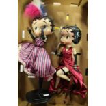 Betty Boop figures by Danbury Mint, large figure on stool with microphone and can-can dancer (2)