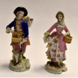 A pair of late 19th Century Continental figures, one depicting a man with a rabbit in a box