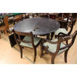 A set of 5 Victorian style dining chairs; an oak circular table (6)
