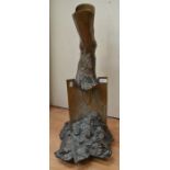 A contemporary bronze of God digging up the earth, circa 1960's, height approx. 72cm.