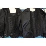Two Victorian bodices, 1880/90 in silk taffeta of a large size, both bodices are embellished in