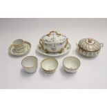A collection of late 18th and early 19th Century Derby tea wares, including tea bowls, coffee can