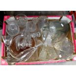 A box of assorted glass wares including cut glass examples