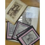 18th & 19th Century engravings and prints together with three printed on silk, circa 1882 (9)