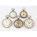 A quantity of five pocket watches