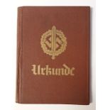 WW2 Third Reich Urkunde SA Sportabzeichen SA Sports badge qualification book. Entry to SA Mann
