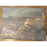 A miniature painting in oil, on Japanese board, Fountains Abbey (Yorkshire), together with a late