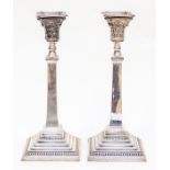 A pair of 1960's silver candlesticks, London 1961, AT & S Ltd, approx 26 ozt