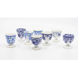 A collection of eight late 19th Century Crown Derby and Royal Crown Derby various blue and white