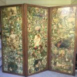 A 19th century Decoupage oak screen with eight panels.