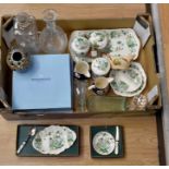 A collection of assorted ceramics, including Crown Staffordshire, Wedgwood collectors plates, cut