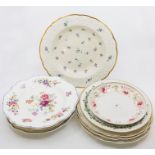 A collection of ten Crown Derby plates, including early Bloor mark soup plate and four dinner