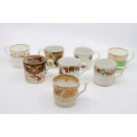 Collection of eight early to mid 19th Century mixed pattern coffee cans, some Imari pattern early
