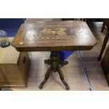 A 19th Century style mahogany and parquetry inlay type card tea table, rectangular top, turned