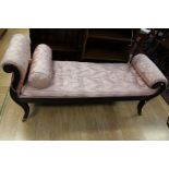 A Victorian style mahogany scrolled day bed. Approx 150cm in length, approx 52cm in width
