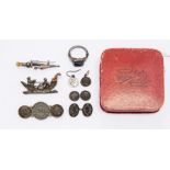 George III Maundy money, made into earrings and a Victorian MM as a single cuff link, silver,