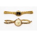 A ladies 9ct gold cased Rotary bracelet watch, rolled gold replacement expander bracelet, together