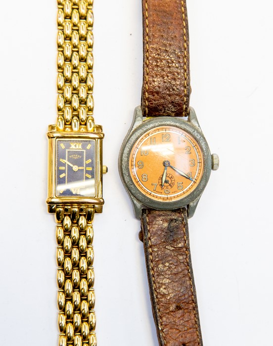 A 1940's Aviators waterproof watch with leather strap and a ladies ...