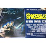Spaceballs cinema quad poster, 1987, featuring Mel Brookes & John Candy, rolled in a tube, not