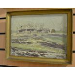 Irish School, indistinctly signed with monogram LM, oil on canvas depicting Cottages