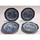 Four Chinese Quinlong blue and white hand painted bowls, circa 1770 Condition: Hairline cracks to