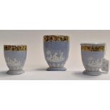 A set of three 19th Century Spode Bough/potpourri pots, one larger and a pair of smaller (one with