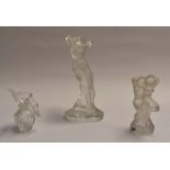 Lalique: with etched signature to base. Nude figure, L'air du Temps perfume bottle together with a