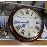 A 19th Century Nottingham made wall clock, W E Watts, pendulum, mahogany case