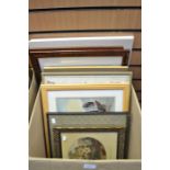 Collection of framed pictures, predominantly modern decorative prints, to include a facsimile map of